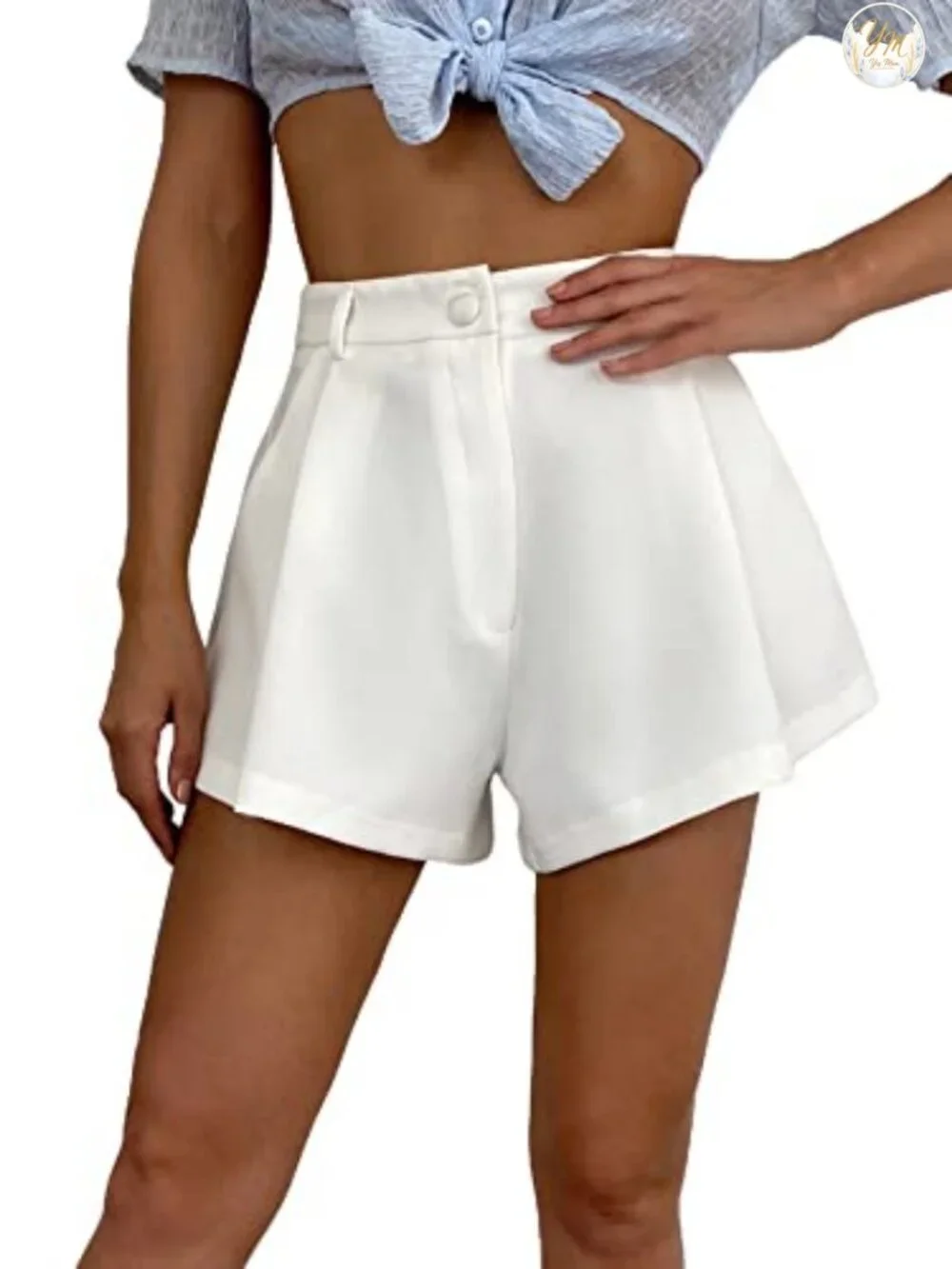Floerns Women's High Waisted Wide Leg Pleated Casual Shorts with Pockets